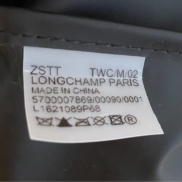 $150 Longchamp Le Pliage Navy Blue Nylon Brown Leather Tote Satchel Bag - Picture 16 of 16